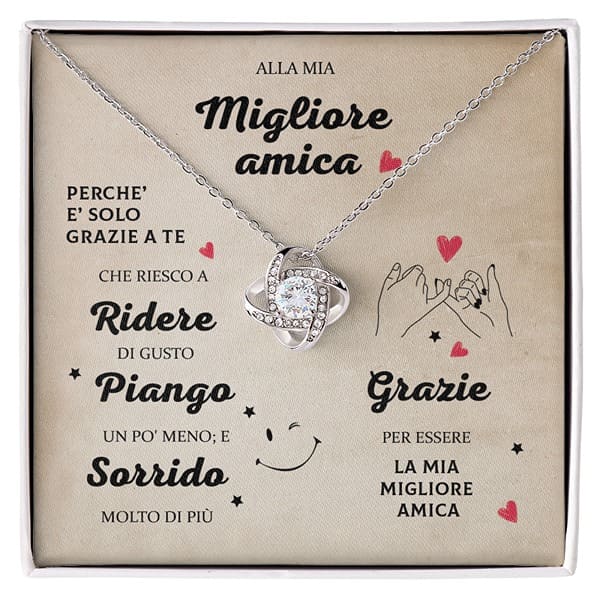 Alla mia migliore amica – Collana e pendente placcato in oro bianco 14 ...