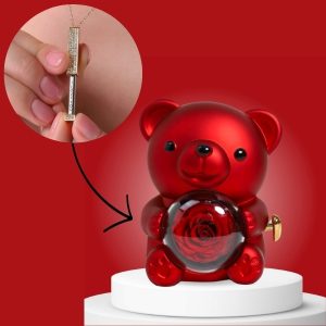 Collana d'oro I Love You e portagioie Spinning Bear | LUVION_ROSBEAR