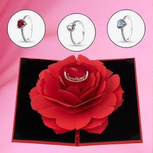 Anello per la promessa in una scatola a forma di fiore | HEARTISO_VOWROSE